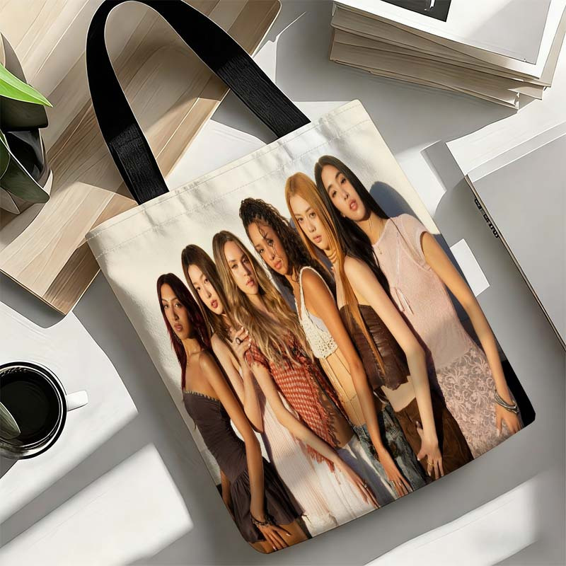 TEMU Fashion Photo Of 6 Women Printed Shopping Bag, Themed Double-sided Print Canvas Tote Bag, Large Capacity Shopping Bag, Tote Bag, Handbag,