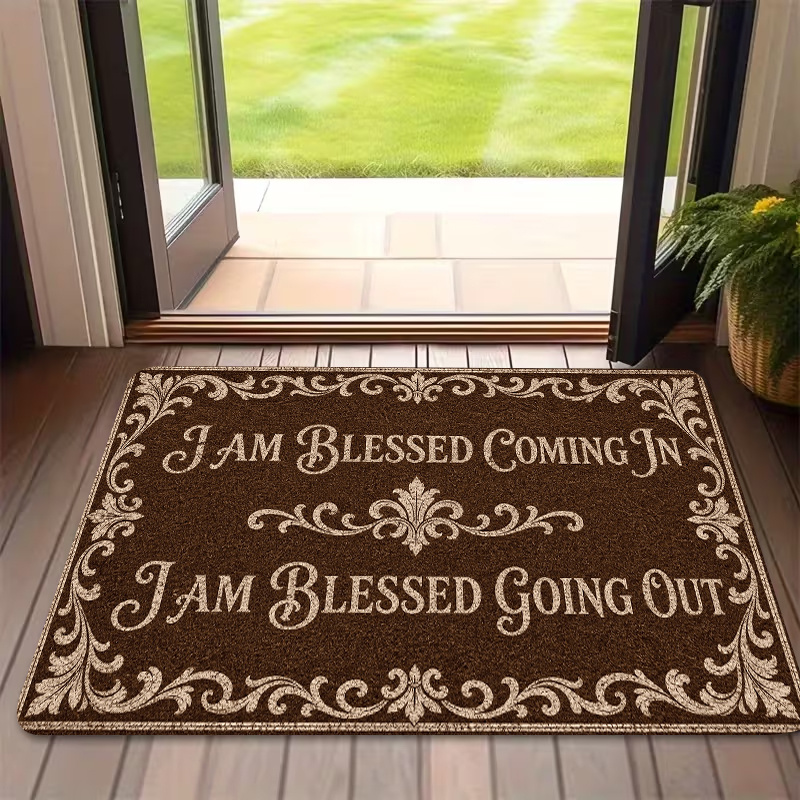TEMU 1pc, 2d Flat Printing, Welcome Mat, Non-slip Machine Washable Easy Clean Polyester Carpet, Suitable For Home And Outdoor Decor, Entrance,