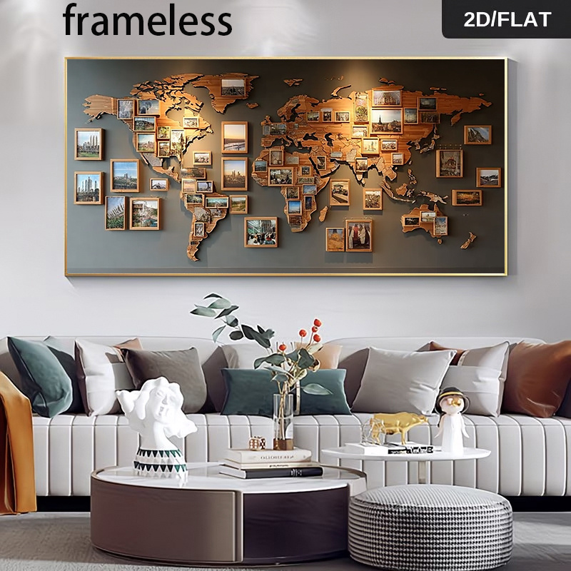 2d flat 1pc modern minimalist frameless canvas painting world map wall suitable for office bedroom living room decor photo themed ink canvas suitable for dining room holiday gifts contemporary decoration