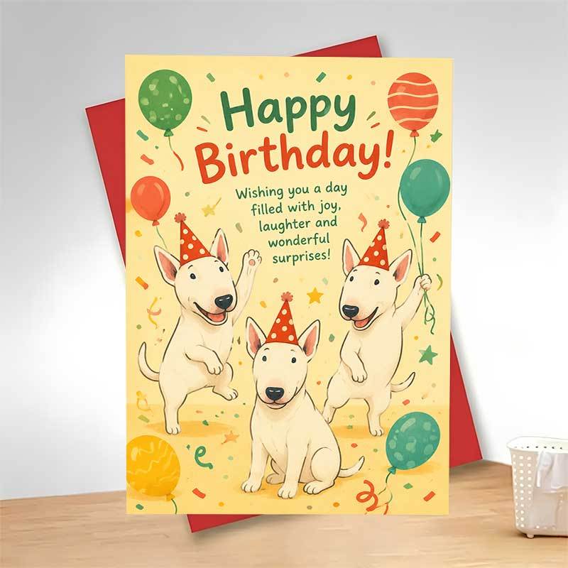 TEMU 1 Greeting Card + 1 Envelope | Festive Birthday Greeting Card With Cute Bull , Balloons, And Party Hats | " A Day Filled , , And Wonderful