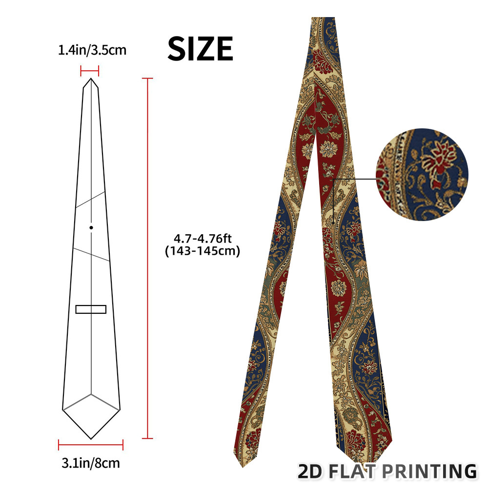 TEMU 1pc Fashion Elegant Floral Waves Print Stylish Tie Perfect For Formal Events, Celebrations, Gatherings And Special Occasions, Lightweight And