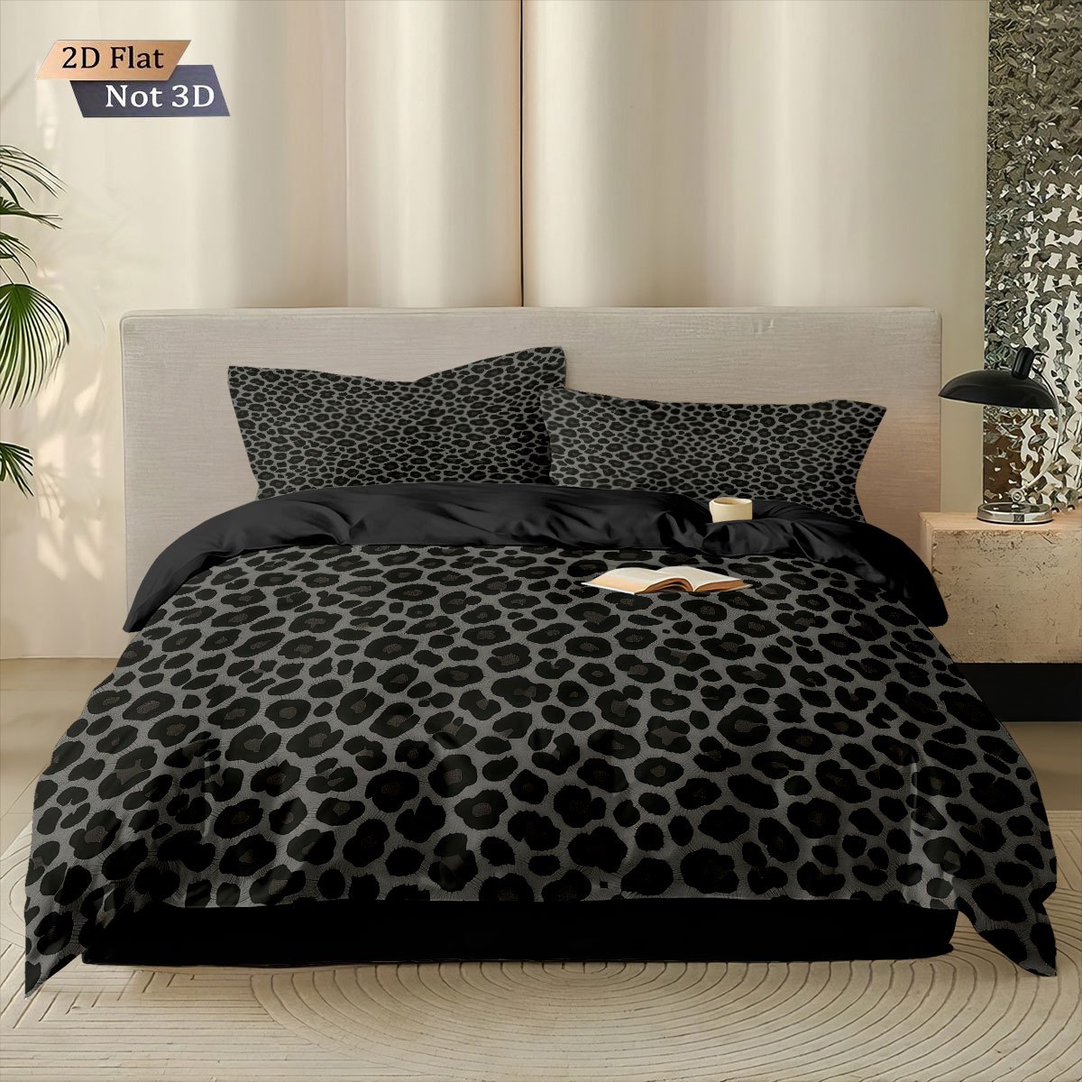 TEMU 3pcs Set, Leopard Print Visual Effect Pattern Printed Quilt Set For Double Bed, 1 Duvet Cover   2 Pillowcases, Without Insert, Abstract , For