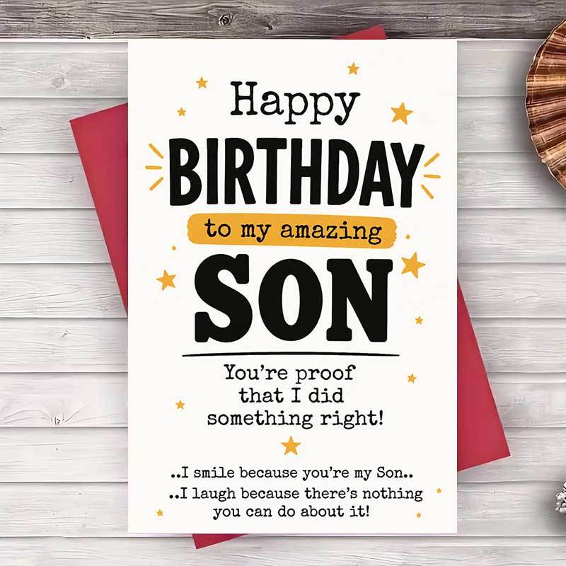 TEMU 1 Envelope And 1 Greeting Cardhappy Birthday Greeting Card For Amazing Son Funny Birthday Message Card For Family Celebration Gift From Parents