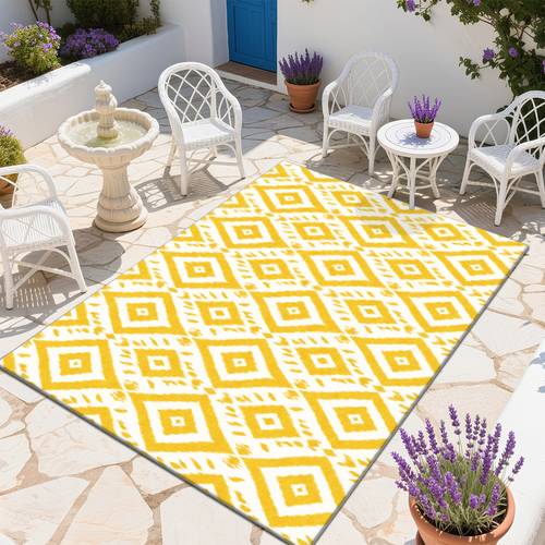 1pc white geometric diamond outdoor mat suitable for balcony soft with textured base dry jumbo sizes for spaces