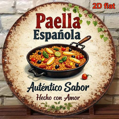 2d flat 1pc spanish wall decor sign vintage authentic spanish seafood dish plaque round suitable for kitchen restaurant bar decor or gift retro spanish themed decoration for parties gifts 2d flat