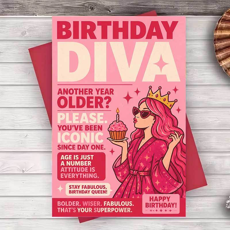 Image of 1 Envelope And 1 Greeting Cardbirthday Diva Greeting Card For Women Funny Birthday Card For Best Friend Or Sister Iconic Birthday Gift For Her Fabulous Celebration Card Greeting Card