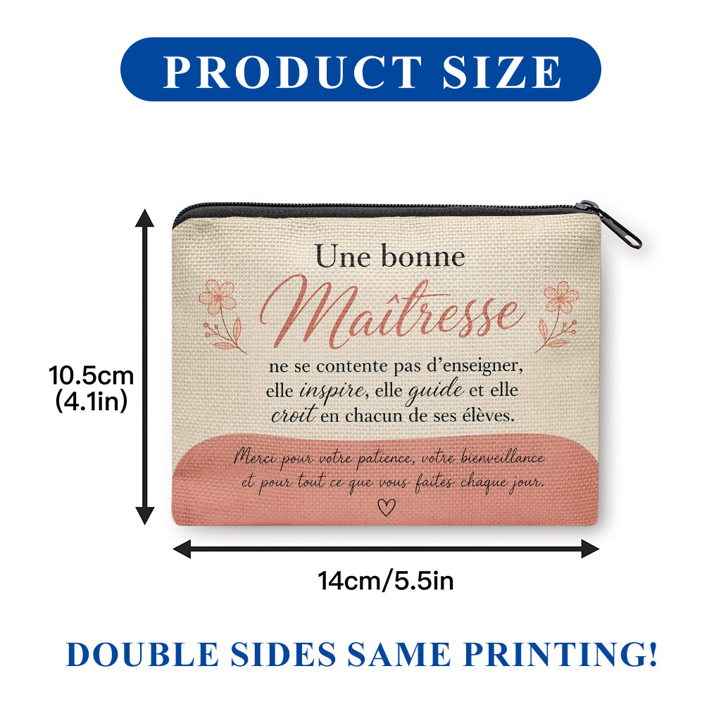 TEMU Porte-monnaie 1 pièce, Porte-monnaie à impression - « Cher Enseignant », Sac de rangement pour clés et monnaie, Pochette portable à fermeture