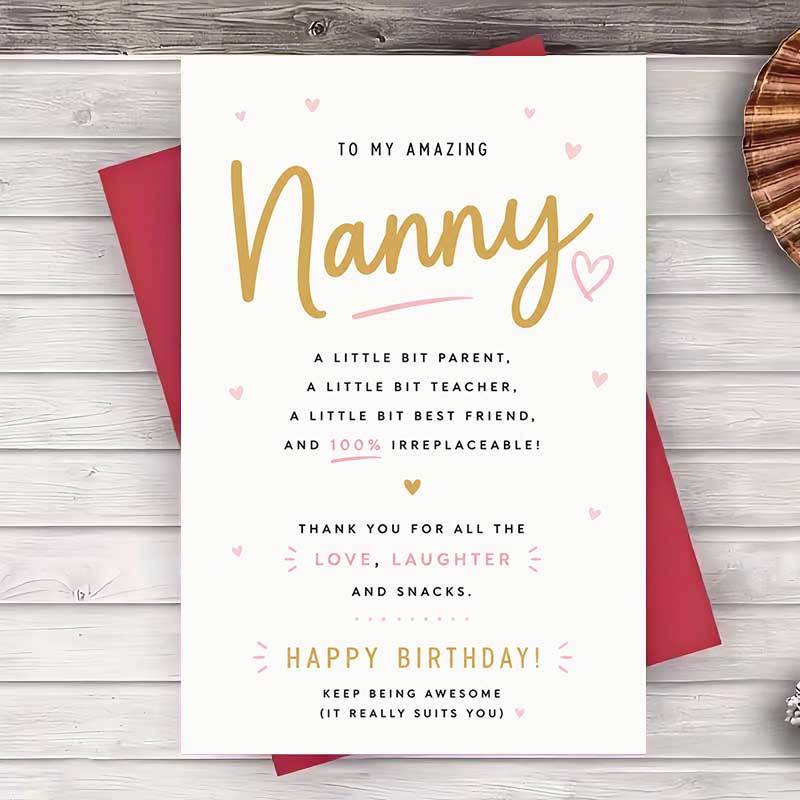TEMU 1 Envelope And 1 Greeting Cardamazing Nanny Birthday Greeting Card Appreciation Gift For On Birthday Or Special Occasion Greeting Card