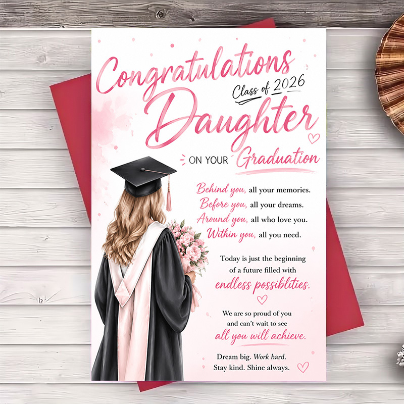 TEMU 1 Envelope And 1 Greeting Card Graduation Greeting Card For Daughter Class Of 2026 Proud Parents Gift For University Or College Graduation