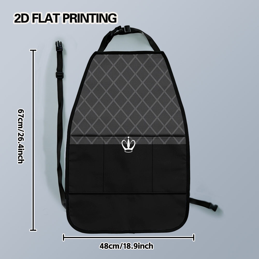 TEMU 2d Flat Printing, 2pcs Elegant Black Diamond Car Back Seat Organizer Printed, Chic Foldable Storage, Perfect For Small Sedan Or Family Cars,