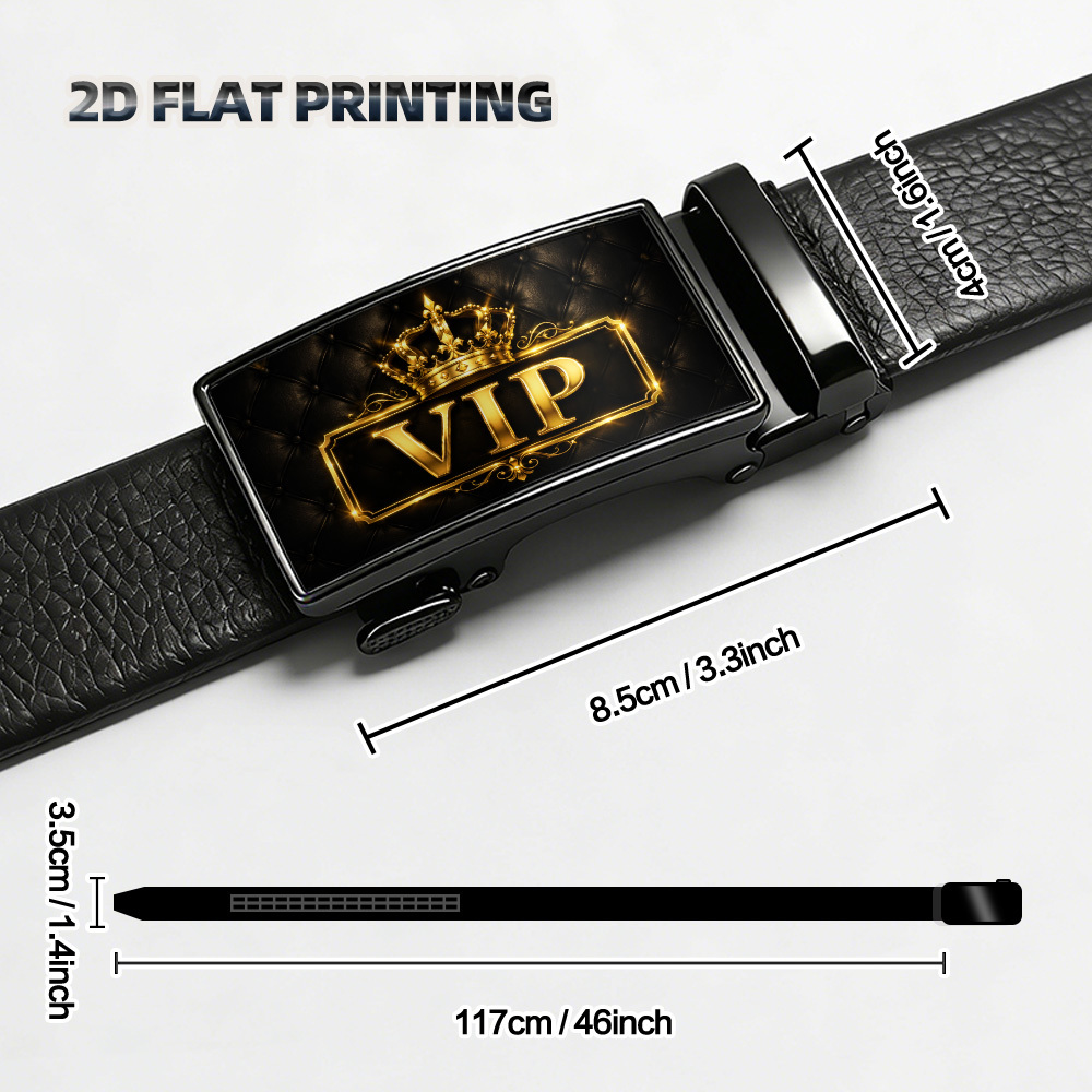 TEMU 2d Flat, 1pc Featuring Crown Belt, A Durable Belt For Men, A Sliding Belt With Adjustable Business , Suitable For Dress Pants, Makes It An Ideal