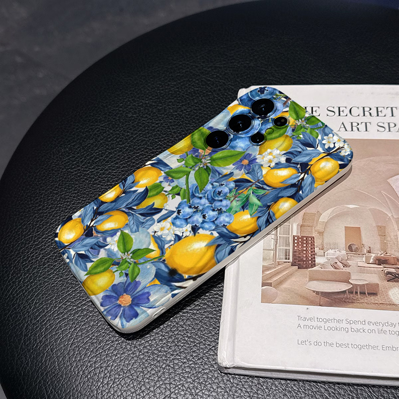 phone case blueberry lemon floral 2d pattern phone case compatible with samsung galaxy a55 a54 a34 a14 s20 s21 s22 s24 s25     and     gift essential for gifting