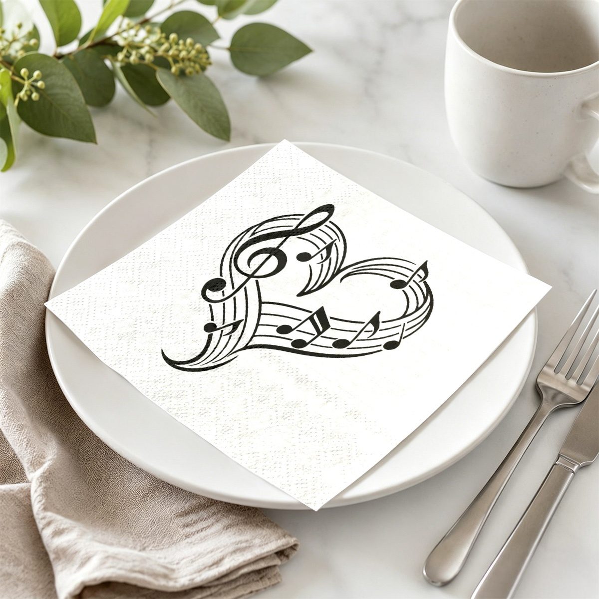 TEMU 20 serviettes multi-scènes de cœur avec motif musical, pour mariage/anniversaire/enterrement de vie de fille/anniversaire de mariage, créant une