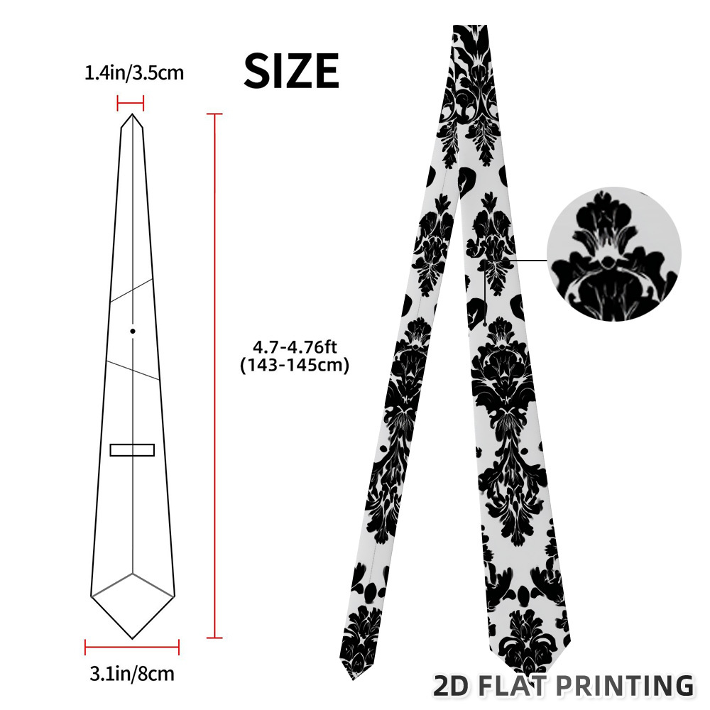 TEMU (2d Flat) 1pc Elegant Floral Motif Tie, Evening Events, , Fashion Statement Piece, Stylish , Hand Washable, Durable Material, Unisex Accessory,