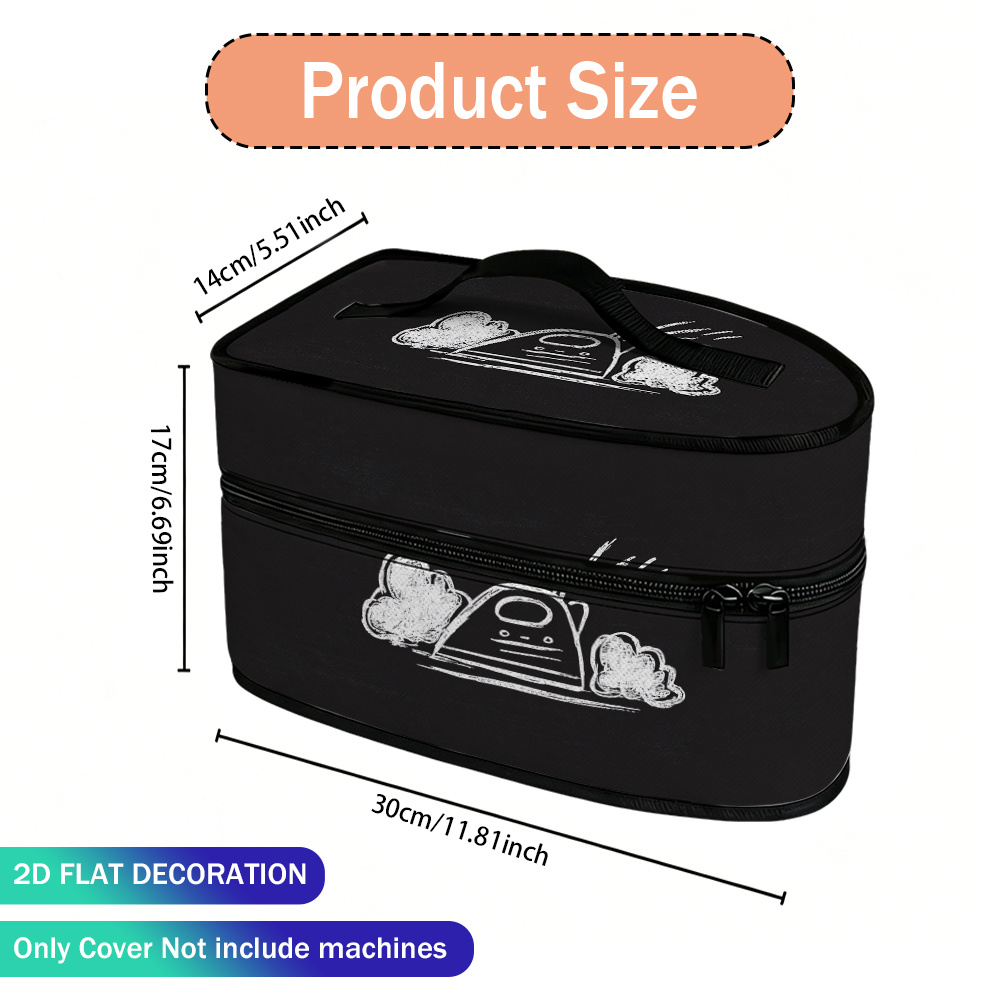 TEMU 2d Flat, 1pc Steam With White Outline Pattern Portable Lroning Bag, Steam Protective Bag, Large Capacity Foldable Dust, With Top Handle & Double