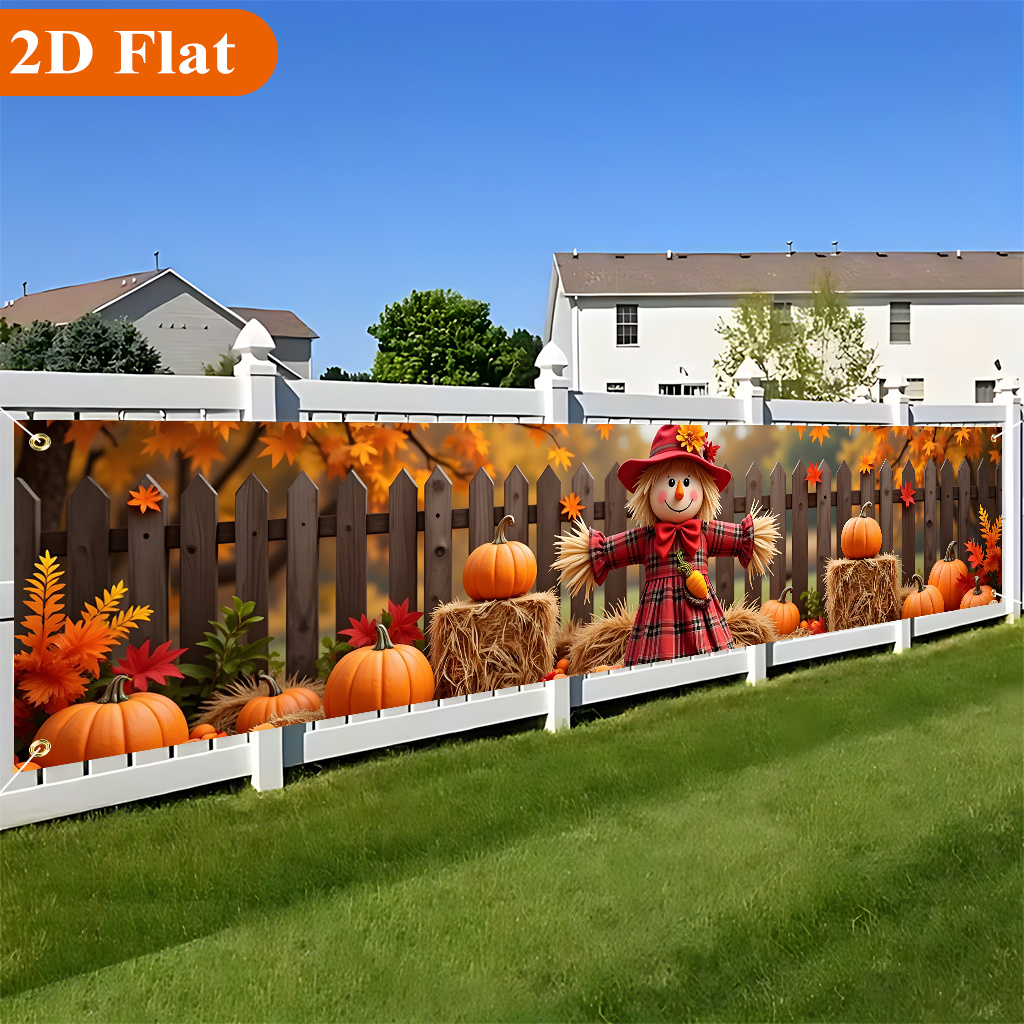 TEMU 2d Flat, 2d Flat - 2d Flat, 2d Flat - 2d Flat, 2d Flat - 1pc 2d Flat Banner, Pumpkin Autumn Scene, Beautiful Large Yard Banner, Birthday Party