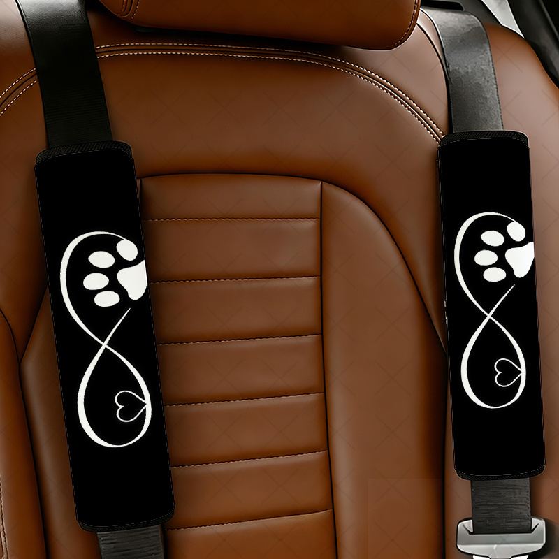 TEMU 2pcs Paw-print & Infinity & Heart Car Seat Belt Cover, Pet-themed Paw-print, Multifunctional Car Seat Belt Cover, Car Interior Accessories,