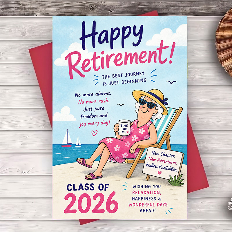 TEMU 1 Envelope And 1 Greeting Cardhappy Retirement Greeting Card For Coworker Or Friend Funny Beach Theme Farewell Party Gift For Men And Women