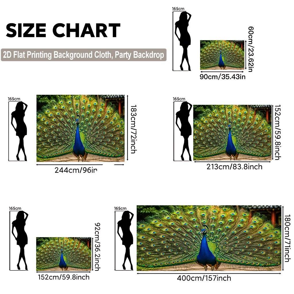 TEMU 2d Flat, 2d Flat - 2d Flat Printing Backdrop Banner 1pc, The Peacock Displays Beautiful Feathers Background Cloth Banner, A 2d Flat Composition