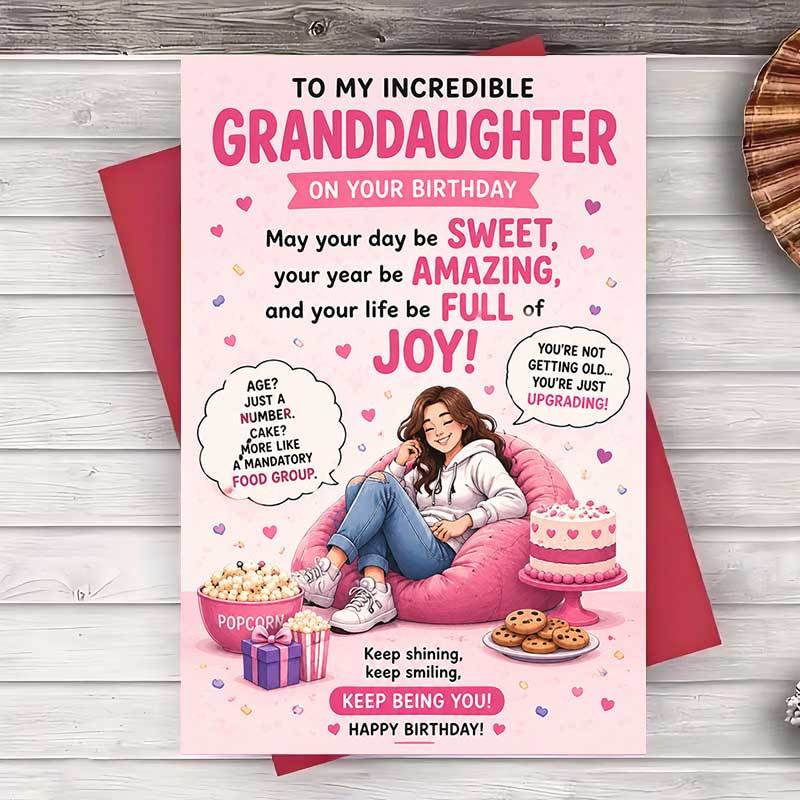 TEMU 1 Envelope And 1 Greeting Cardhappy Birthday Greeting Card For Granddaughter Funny Birthday Message For Celebration Gift From Grandparents