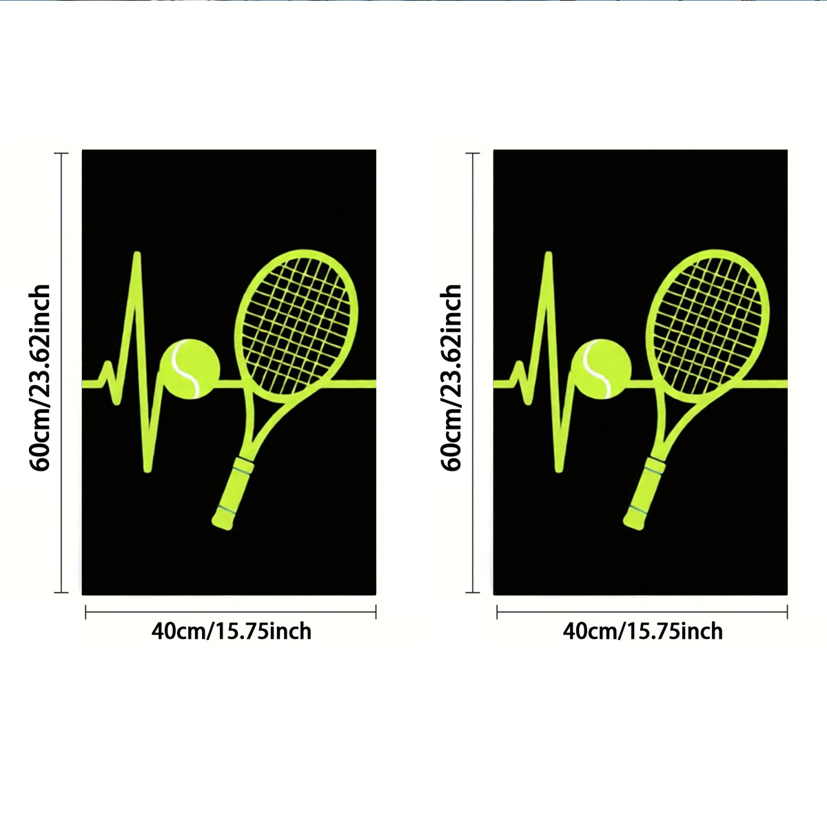 TEMU 2pcs, Face Towels, Single-sided Print, Rectangular 40 X 60cm, Tennis Racket 2d Pattern, Soft Comfortable Sweat-absorbing Water-drying Quick-dry
