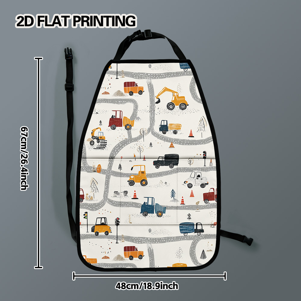 TEMU 2d Flat Printing, 2pcs And Vehicles Design Car Back Seat Organizer Printed, Elegant And Durable, Suitable For Suv, Sedan, Cars, Convenient For ,