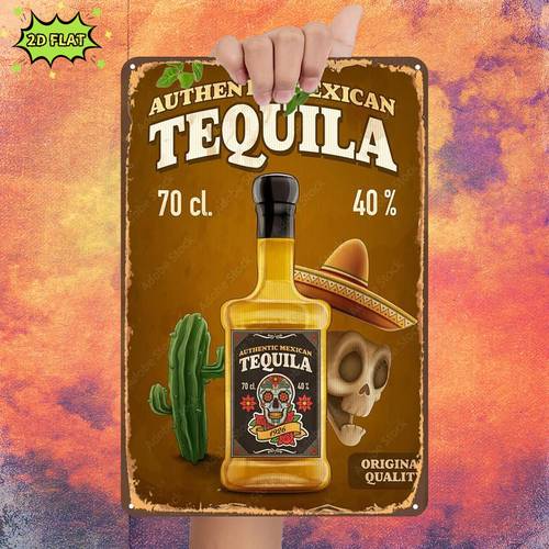 2d flat 2d flat 1pc authentic mexican tequila 70 cl 40 abv metal iron sign size 8 x12 20cm 30cm decorative paintings room restaurant bar door garage decor 2d flat