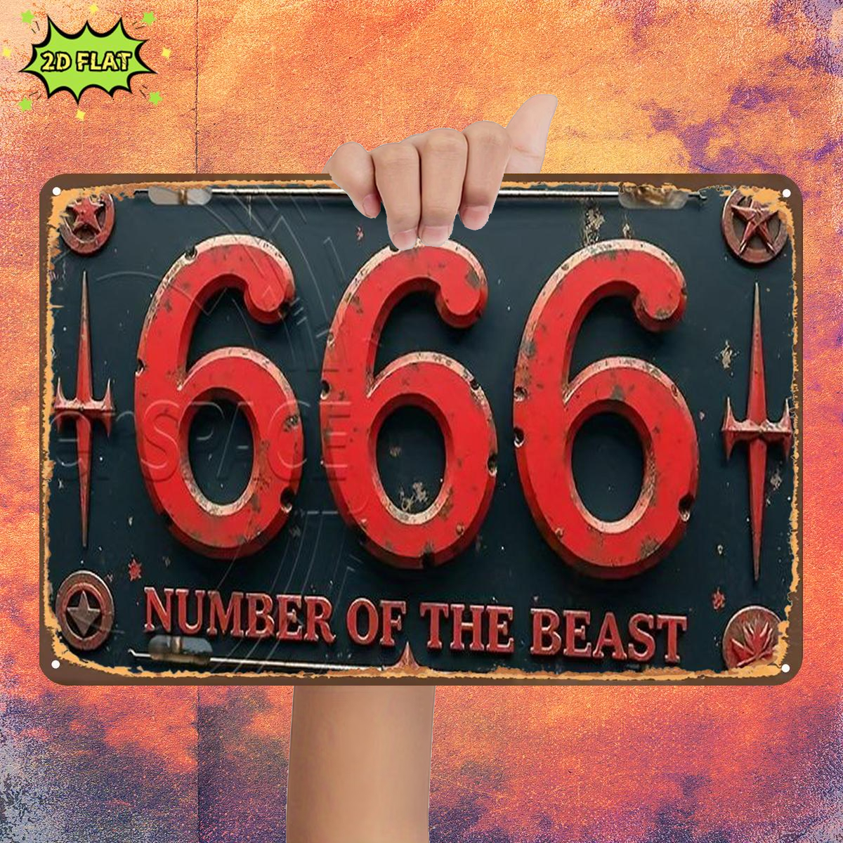 TEMU 2d Flat, 2d Flat 1pc,"666: Of The ",metal Lron Sign,size(8"x12"/20cm*30cm)decoratve Paintings/room/restaurant/bar/door/garage Decor, 2d Flat