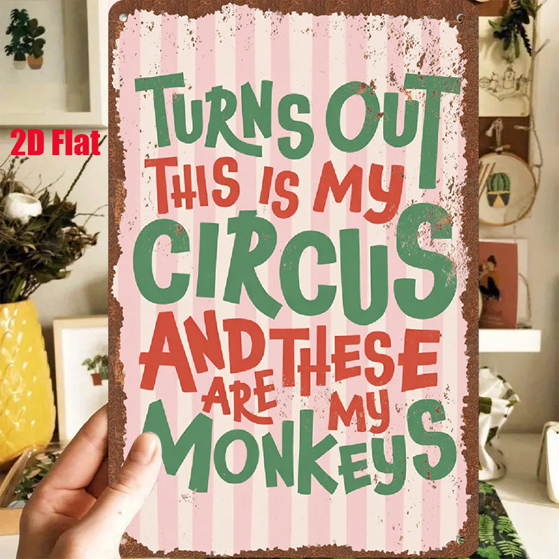 TEMU 2d Flat - 1pc 2d [flat] Metal Sign Decorative Painting Displays A Colored Pattern With Pink And In The Background, Featuring The Text "turns Out