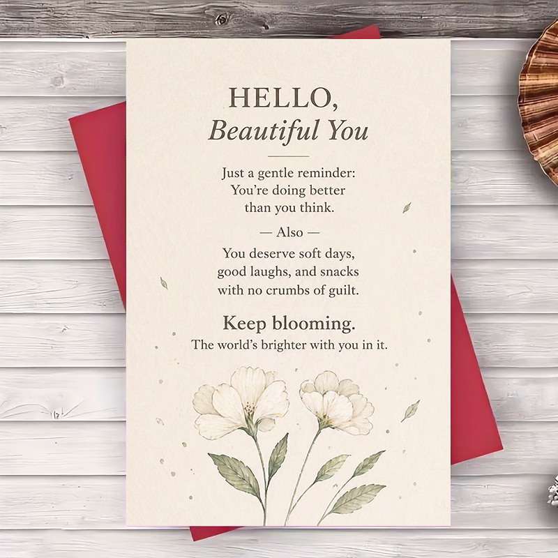 TEMU 1 Envelope And 1 Greeting Card Inspirational Floral Greeting Card For Friend Sister Wife Mom Get Well Encouragement
