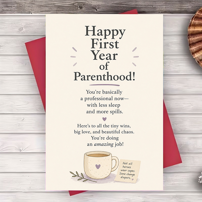 TEMU 1 Envelope And 1 Greeting Card Happy First Year Of Card For New Parents And Baby Shower Celebration