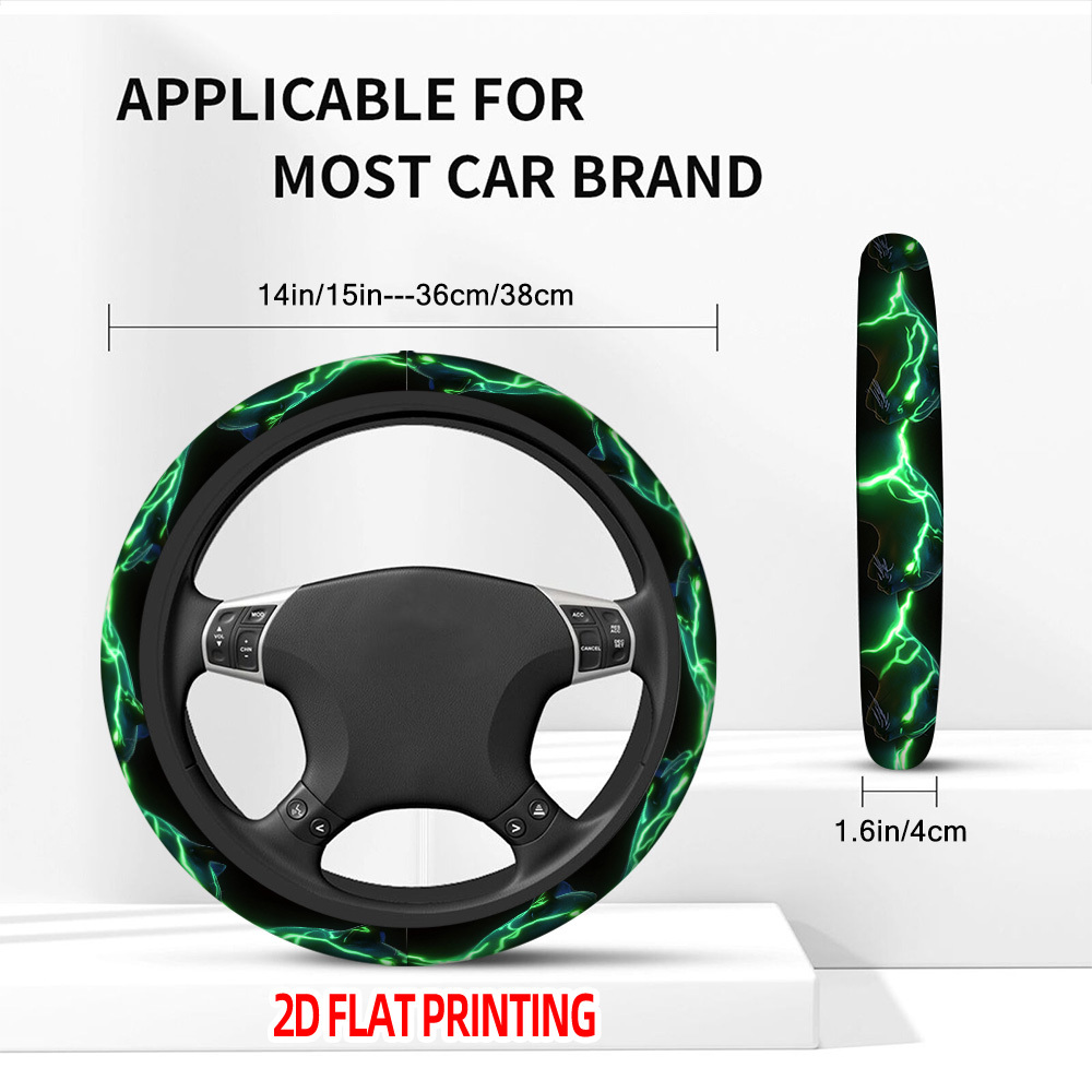 TEMU 1pc Electric Glowing Panther Faces Steering Wheel Cover â Classic Appearance, Universal Fit, Enhances Driving