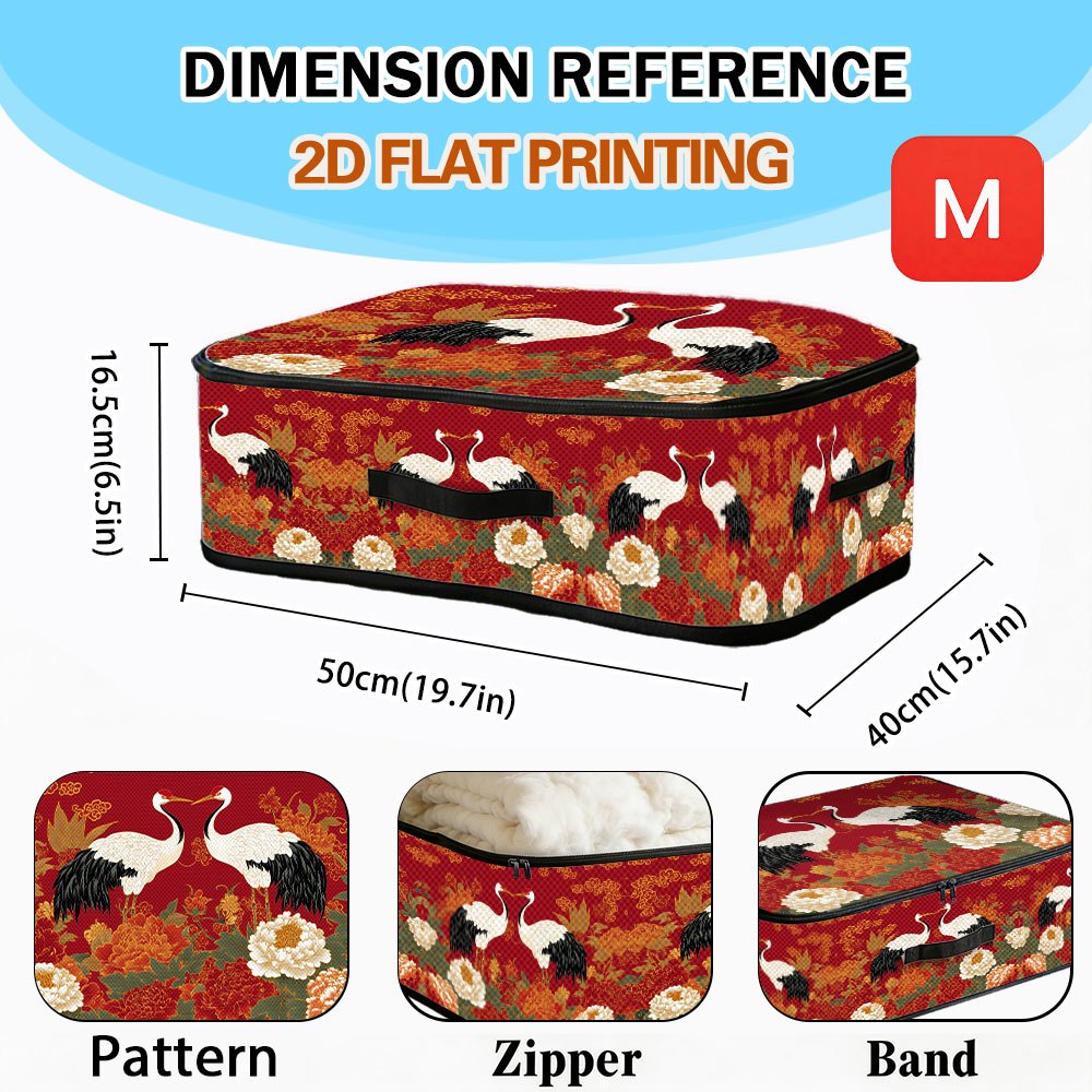 TEMU 1pc And Peonies Printed Underbed Storage Box, Storage Box, Spacious Interior For Seasonal Clothing, Quilts, Throw Pillows And Textile Supplies,