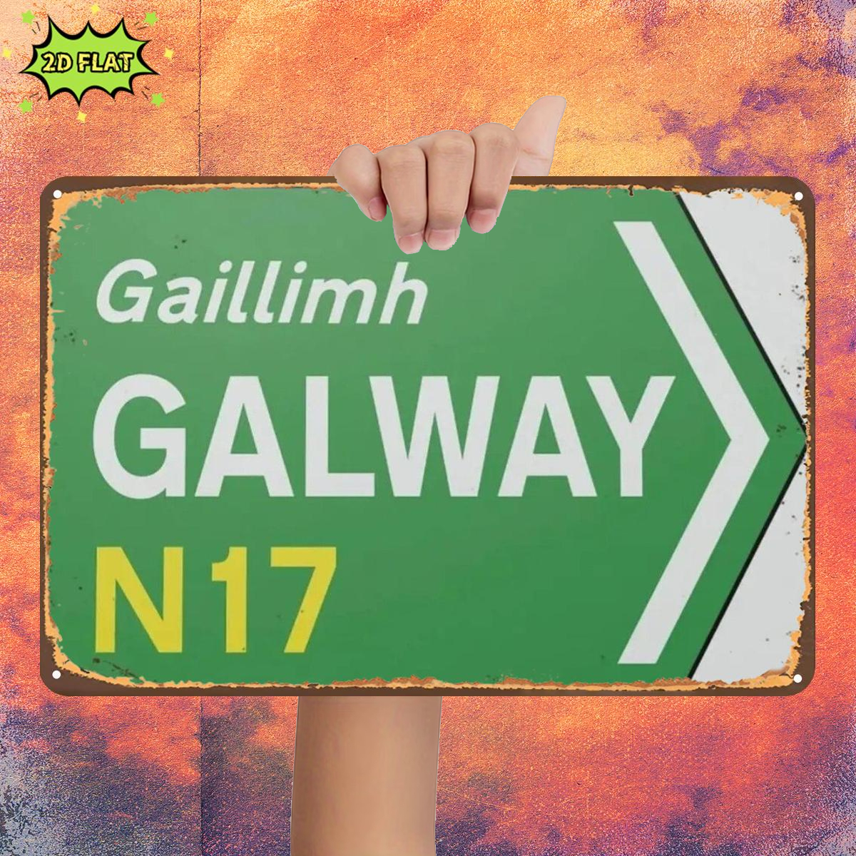 TEMU 2d Flat, 2d Flat Poster, Galway Street Sign: N17 To Galway, Ireland) Decorative Painting/room/dining Room/bar/door/garage Decoration, 2d Flat