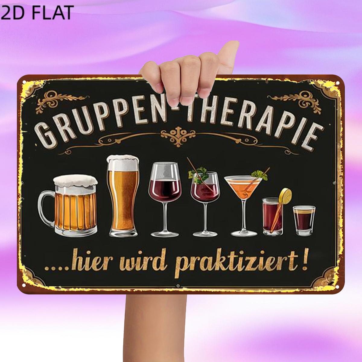 TEMU 2d Flat, 1pc, Retrogroup Therapy – 's Practiced! Metal Iron Sign, Pre-drilled Holes, Suitable For Indoor, Garden, Outdoor, Home, Office, Toilet