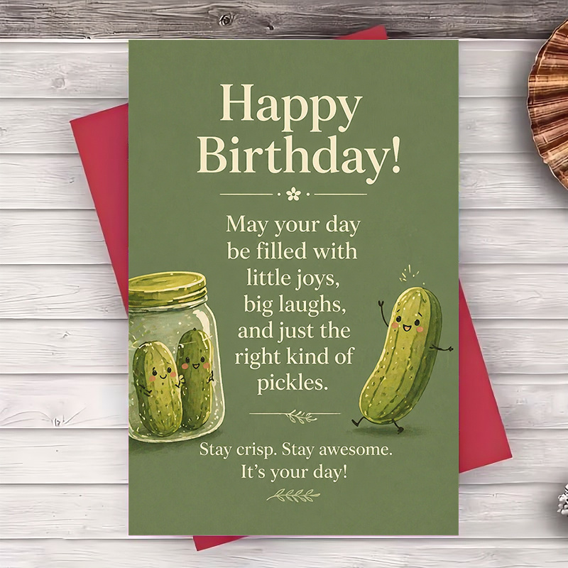 TEMU 1 Envelope And 1 Greeting Card Funny Birthday Card For Friend With Pickle Theme For Celebration Party