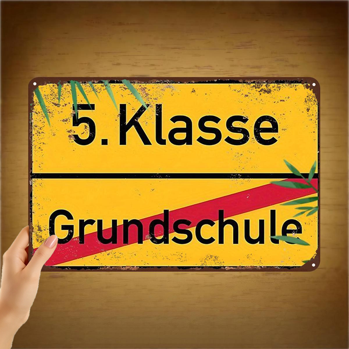 2d Flat, 2d Flat 1pc, Vintage Metal Sign "5. Klasse Grundschule" - German School Art 8×12 Inch, 2d Flat