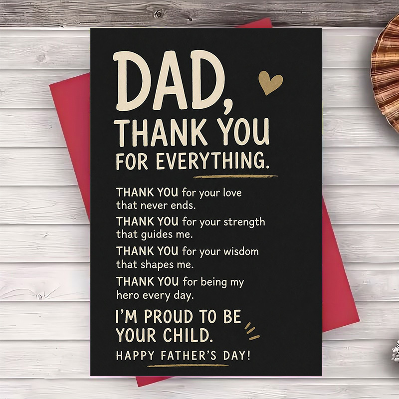 TEMU 1 Envelope And 1 Greeting Cardgreeting Card For Dad Thank You Message For Fathers Day Birthday Or Appreciation Gift From Greeting Card