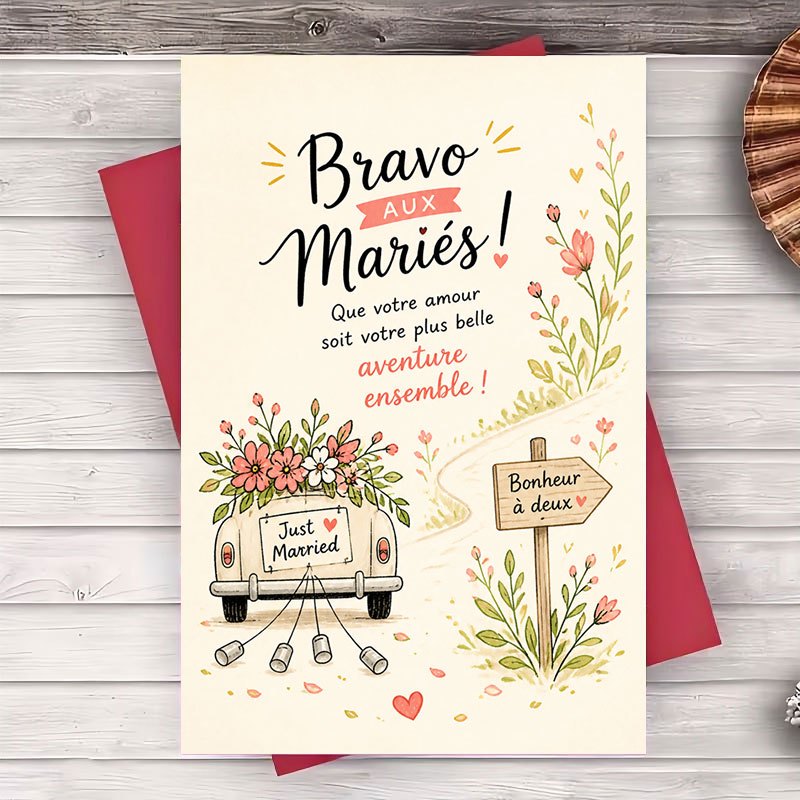 TEMU Une Enveloppe et Une Carte de de Félicitations de Mariage pour Jeunes Mariés, Carte de Florale pour de Mariée et de Mari, Cadeau