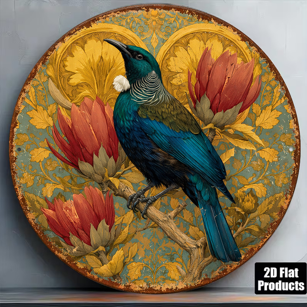 TEMU 2d Flat, 1pc Vintage New Zealand Tui Bird Wall Plaque - 8x8in/20x20cm Sign Suitable For Living Room Decor, Cafe Decor, Gift For , Retro Tui Bird