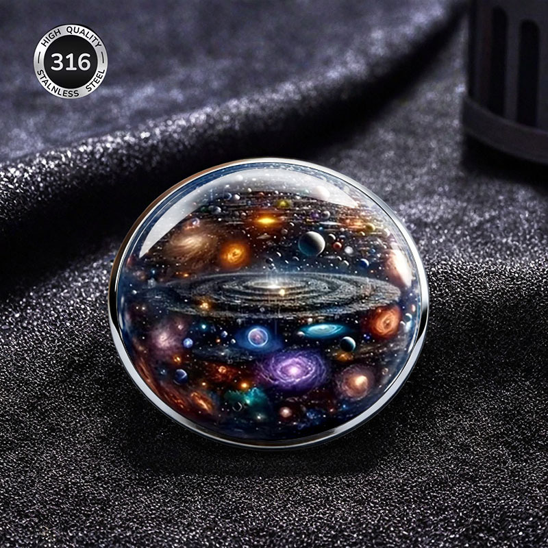 TEMU Universe Starry Sky Brooch Creative Planets Pattern Fashion Accessory For Backpacks Clothes Stylish Minimalist Badge For Men Women Durable Metal