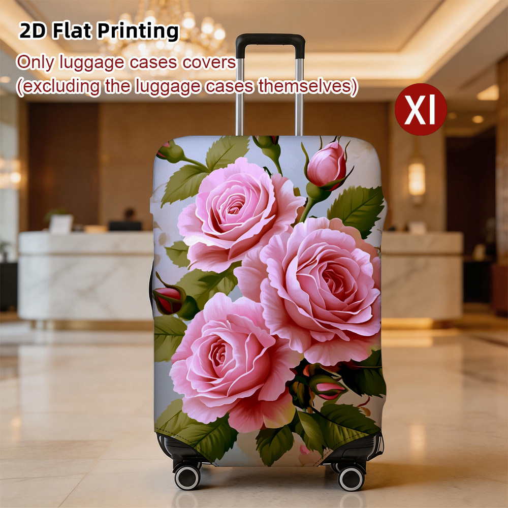TEMU 1pc Pink Roses Pattern Luggage Cover, Luggage Covers For Luggage Surface Decoration, Modern Minimalist Luggage Cover, Neutral Adult Universal