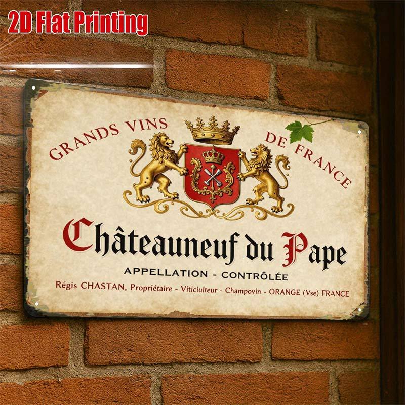TEMU 2d Flat - 2d Flat1pc, French Wine Label Vintage Style Creative Tin Sign -8x12 Wall Art Gift For Decor|iron Construction, Metal Wall Art Decor
