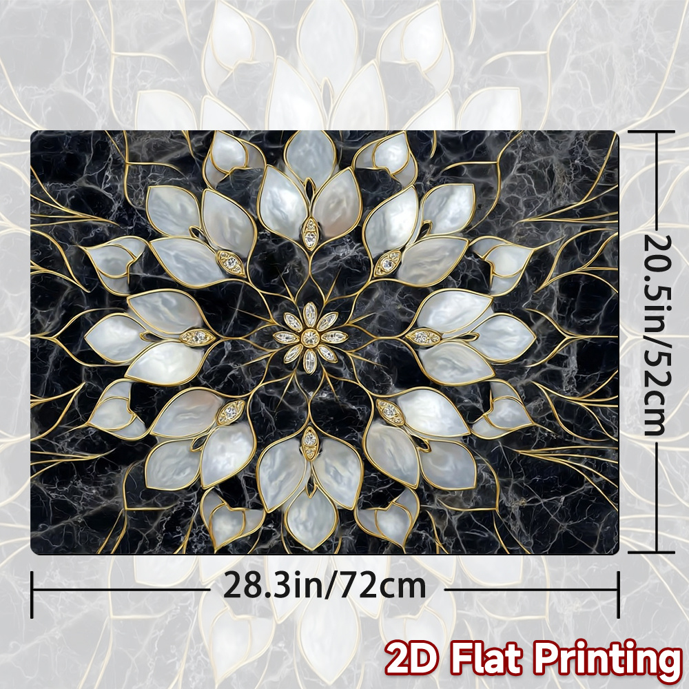 TEMU 1pc 2d Flat Printing Stove Protection Pad, Gas Stove Top Protector And Stove Panel Protector Golden Flower, Perfect For Electric Ovens And Glass
