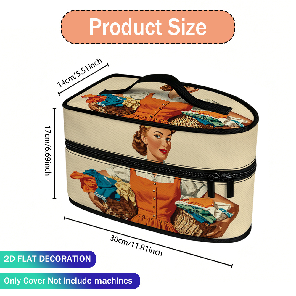 TEMU 2D Flat, 1pc Mujer Sujetando Cesta de Bolsa de Planchado Portátil, Bolsa de Vapor, Gran Capacidad Fácil de Limpiar, con Asa Superior y