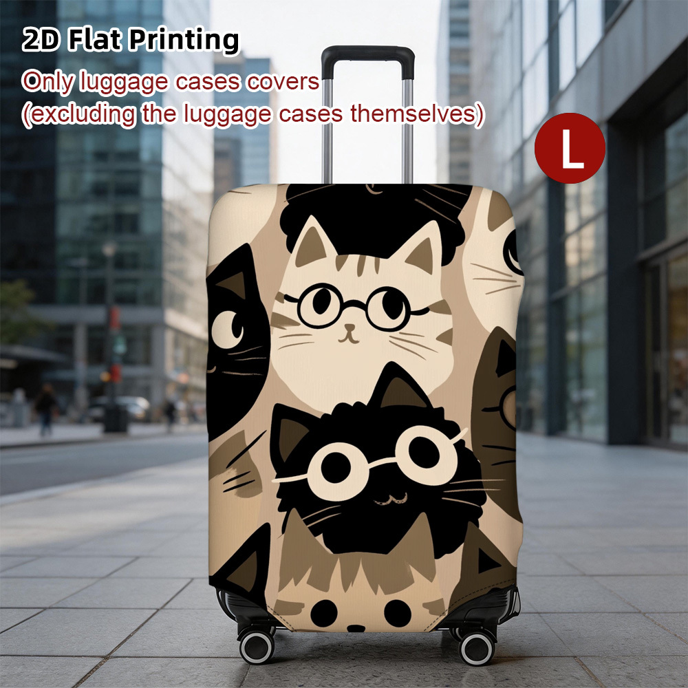 TEMU 1pc Cute Cartoon Cat Faces Pattern Luggage Cover, Only Luggage Covers For Luggage Outer Ornament, Fresh Printed Luggage Cover, Simple Versatile