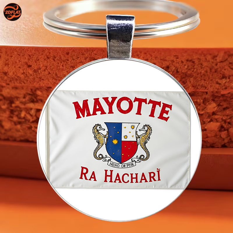 TEMU 1 Porte-clés Rond - Un mélange de et de style moderne. de Mayotte associé à un complexe le parfait pour les passionnés de voyage et les amateurs