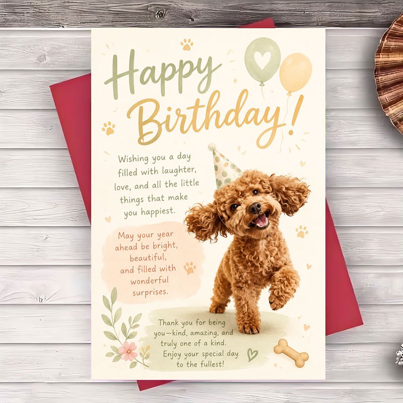 TEMU 1 Envelope And 1 Greeting Card Happy Birthday Card For Dog Lovers With Cute Poodle And For Birthday Wishes And Celebration