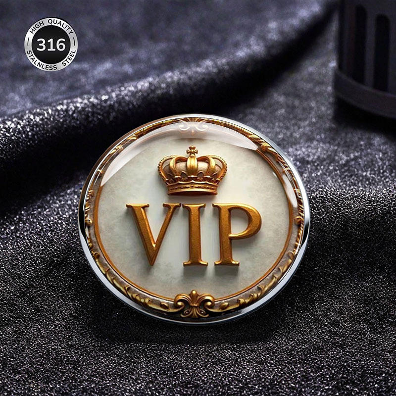 TEMU Broche en métal VIP Couronne Insigne Acier Inoxydable Accessoire de mode Unisexe Sac à dos Vêtement Épinglette Compacte Durable Bijou Design