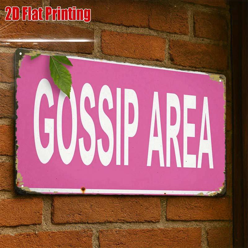 TEMU 2d Flat - 2d Flat1pc, Gossip Area Pink Sign Creative Tin Sign -8x12 Wall Art Gift For Decor|iron Construction, Metal Wall Art Decor